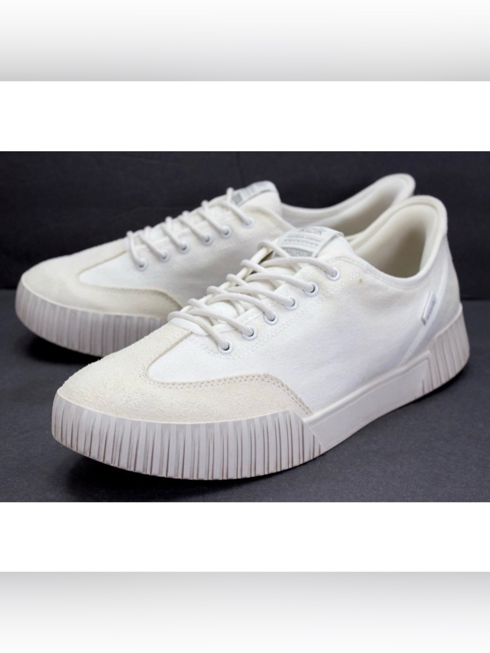 Kizik Brooklyn Womens Size US 10.5 White Canvas Suede Hands Free Athletic Shoes
